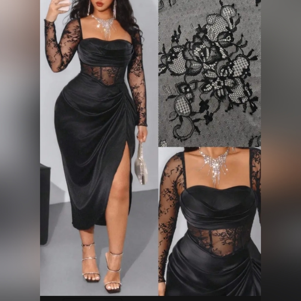 Elegant Black Lace Evening Dress